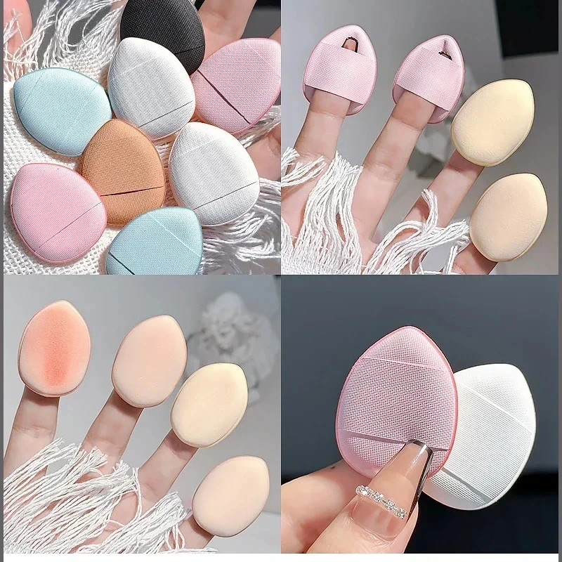 50 pçs mini dedo esponja em pó puff rosa mini tamanho dedo puff conjunto fundação creme corretivo aplicador dedo almofada esponja