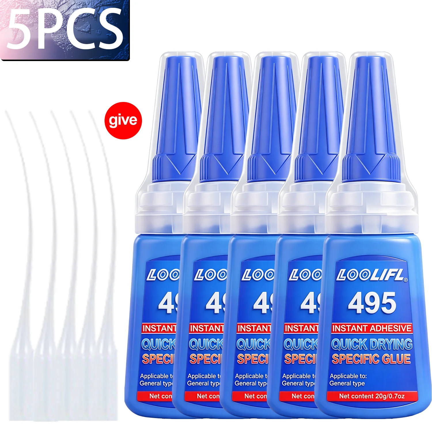LOOLIFL Superstarker Nagelkleber für künstliche Nägel, weiche Nagelspitzen, schnell trocknend, geeignet für Anfänger in der Nagelkunst, langanhaltender Kleber