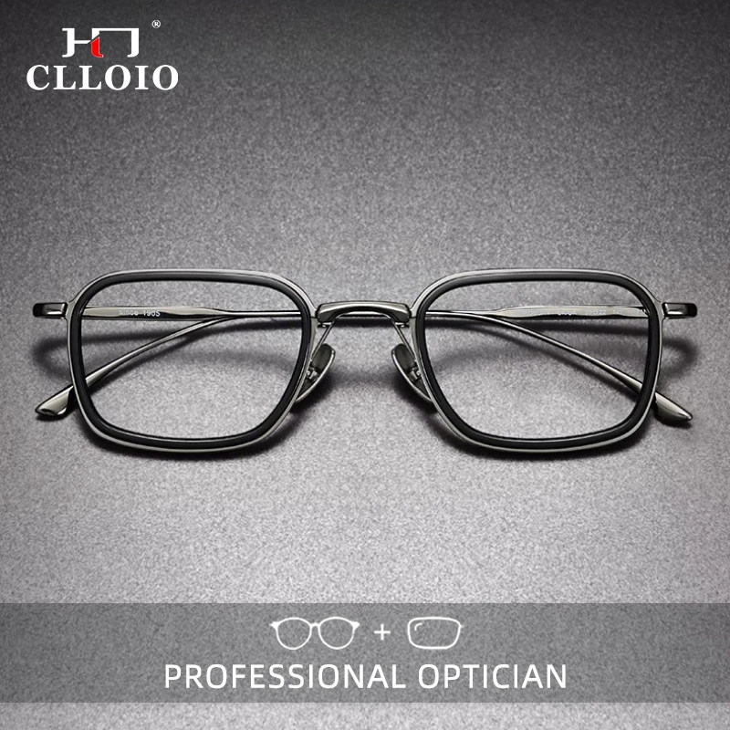 

CLLOIO Ultralight Small Rectangle Pure Titanium Reading Glasses Anti Blue Light Myopia Glasses Progressive Prescription Eyewear
