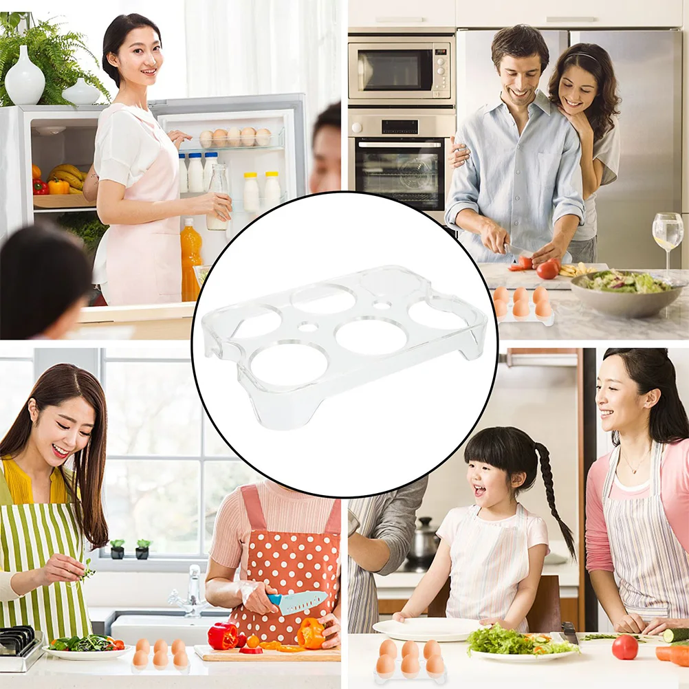 

3Pcs Refrigerator Egg Holder 6-Place Transparent Tray Strong PP Construction Non-Slip Kitchen Storage Rack Space-Saving Fridge