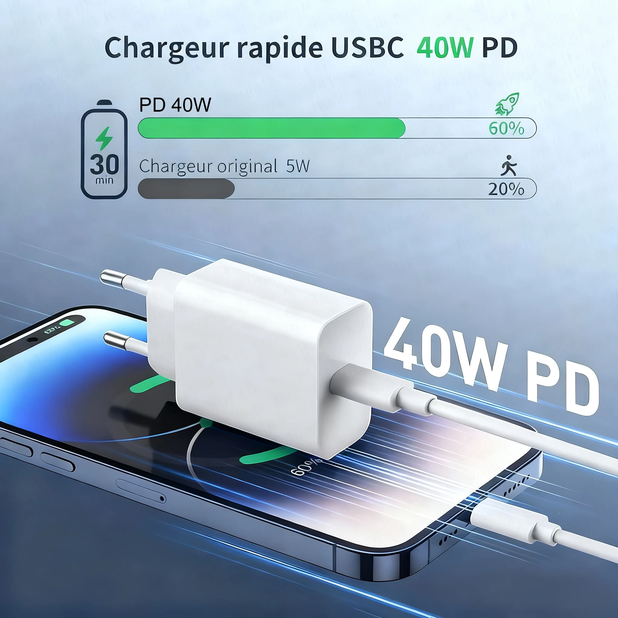 PD 40W Charger USB C Fast Charging Cable For iPhone 17 16 15 Pro Max Air Mini Type C Data line Quick Phone Charger Power Adapter - náhled 4