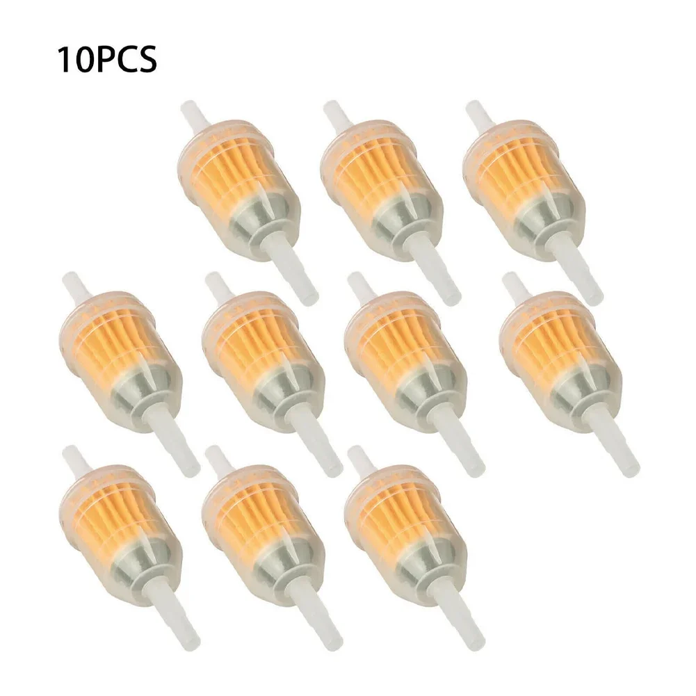 10pcs Inline Fuel Filter With Transparent Shell For 6mm Or 8mm Fuel Line Diameter Fits Lawn Mower Garden Tractor Motorcycle RV