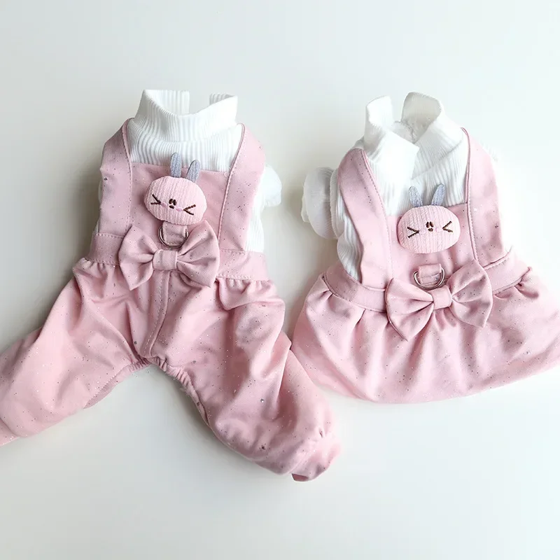 Glitter Rabbit Traction Sisters Clothing Autumn and Winter Cat Clothing Pet Clothing Dog Clothing Dog Pajamas Dog Costume