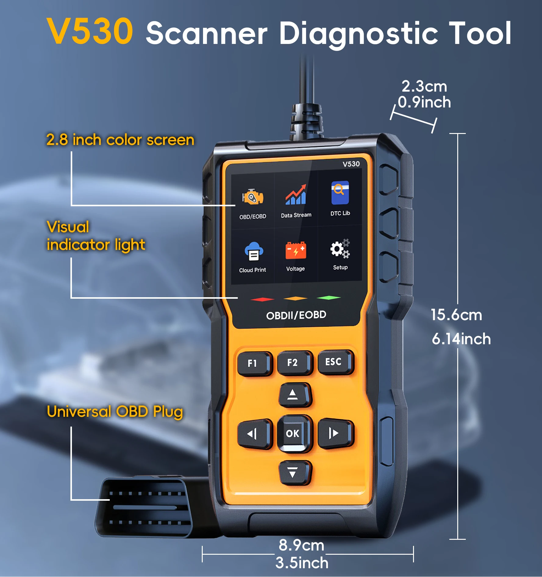 Profession OBD2 Scanner Diagnostic Tool, Check Engine Code Reader OBD2 Scanner with Reset, Mode 6, Mode 8 & I/M Readiness