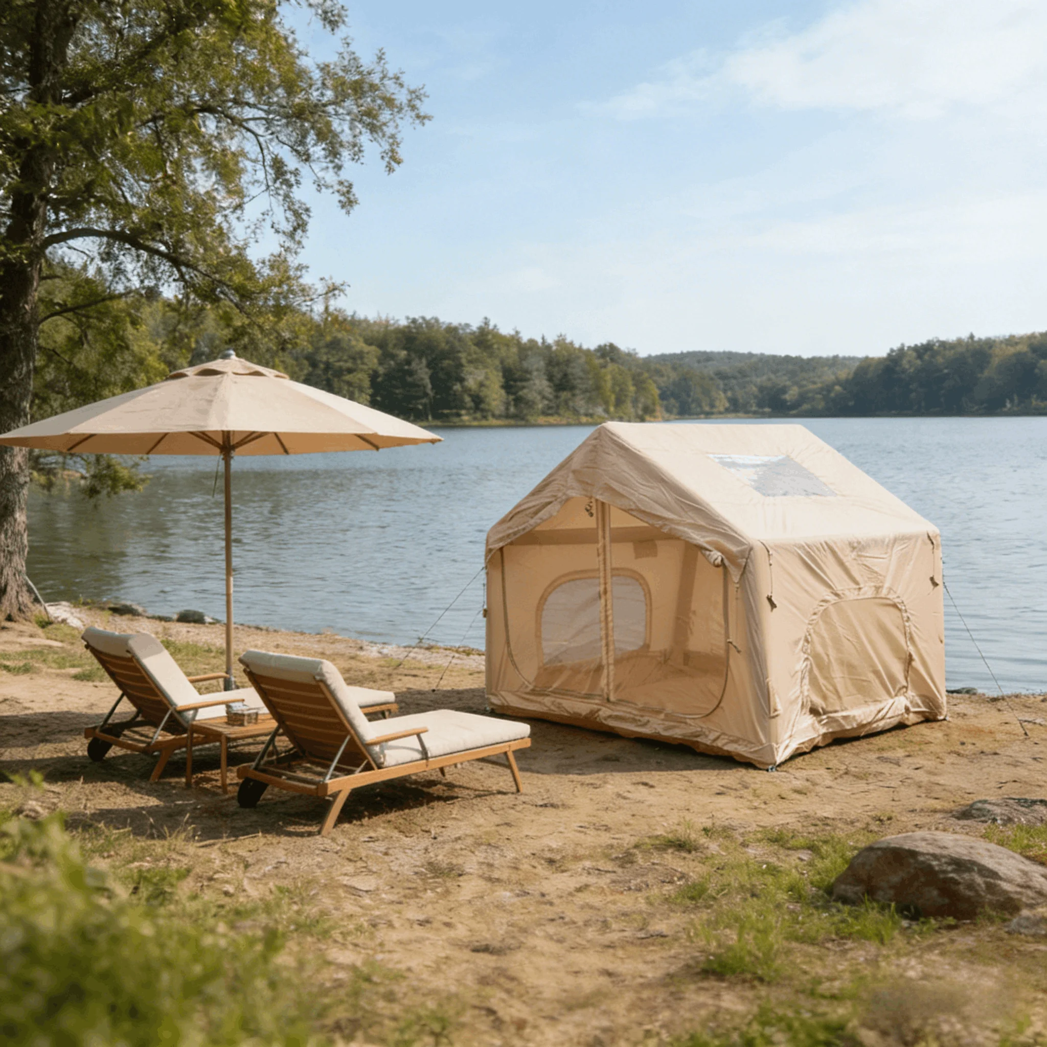 #￥Instant Inflatable Airbeam Cabin Seven SQM Glamping Lodge 210D Oxford Waterproof High Ceiling Family Outdoor Tent Wholesale