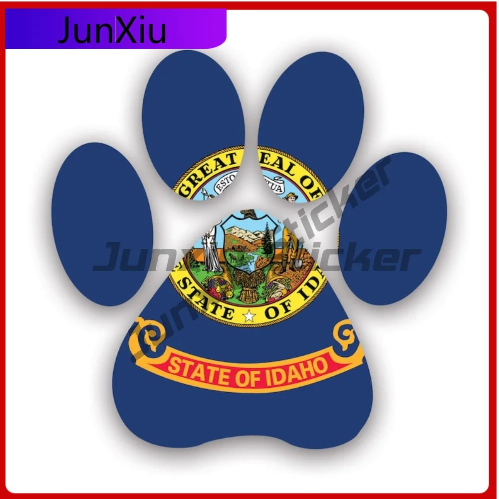 

Idaho State Paw Print Shaped Sticker Creative Decals Uv Protected Dog Dogs Cat Cats Pet Pets Puppy Prints State Flag Patriotic