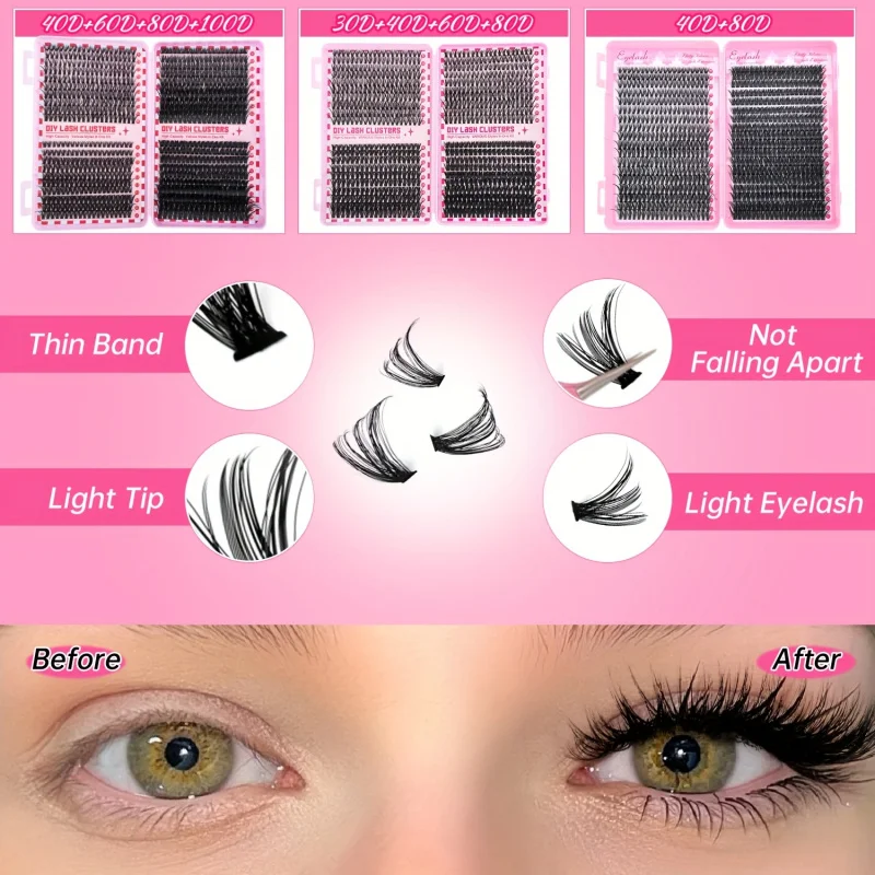 مجموعة هدايا رموش احتفالية 800/720 قطعة رموش رقيقة ذات سعة كبيرة وعالية الجودة، مثالية للهالوين، مكياج عيد الميلاد