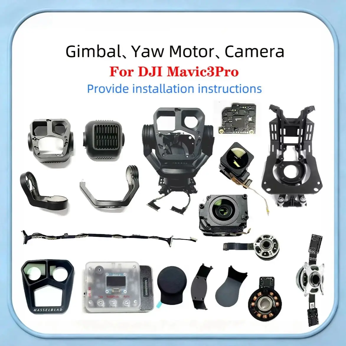 Oryginalna część do kamery gimbal DJI Mavic 3 Pro - ramię obrotu wzdłużnym (Yaw), silnik, płytka absorbująca wibracje, tester kabla PTZ — zdjęcie produktu 7