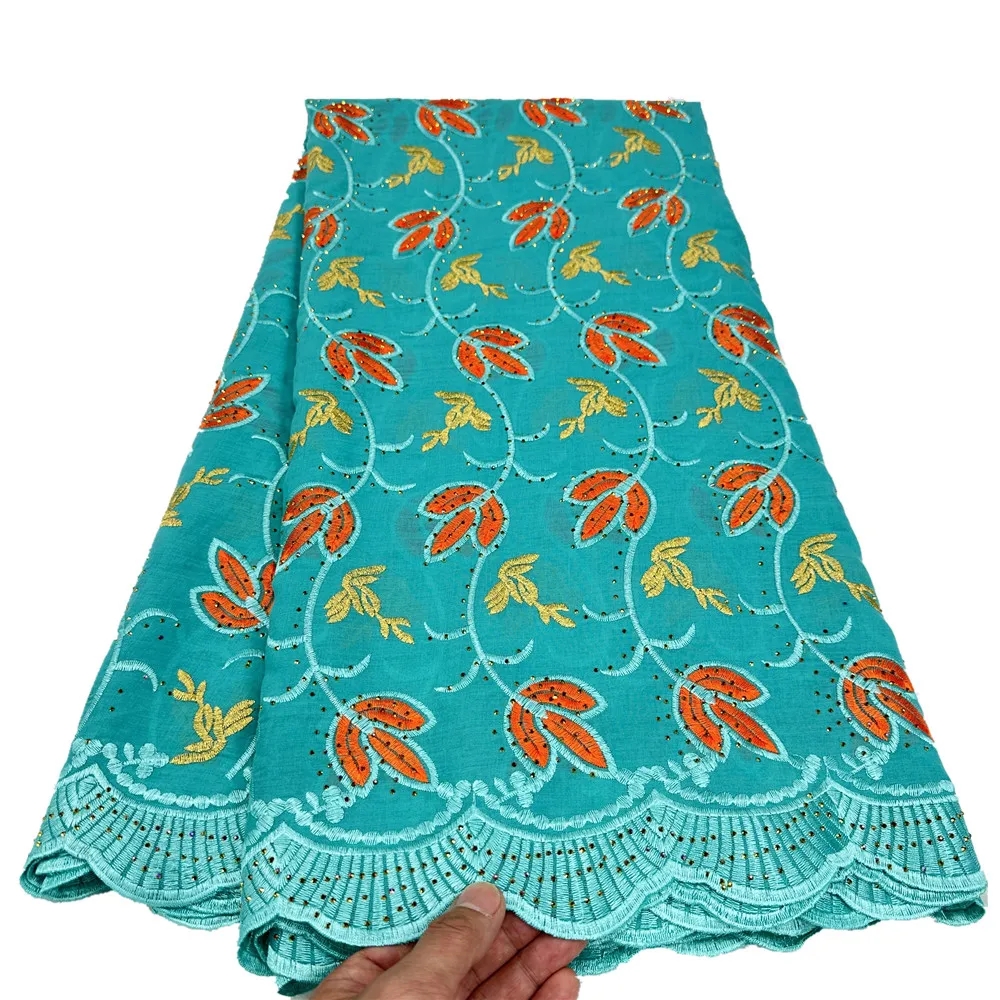 

Newest African 100% Cotton Lace Fabric Embroidered Swiss Fabric High Quality African Lace Fabric For Wedding Party Dress 3138