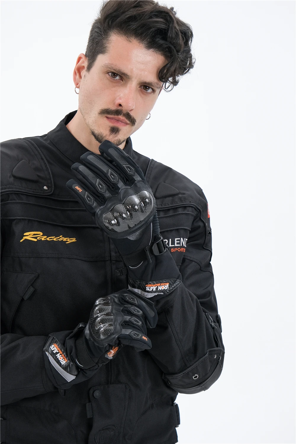 IRON JIA\'S Guantes moto invierno hombre, Guantes motocross Impermeable Protección de fibra de carbono Cálido Pantalla táctil antideslizante