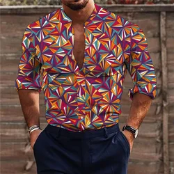 2023 Hot selling New Fashion Men's Shirt Novelty Lapel Long Sleeves Casual Street Party Spring Autumn Quality Material Plus Size