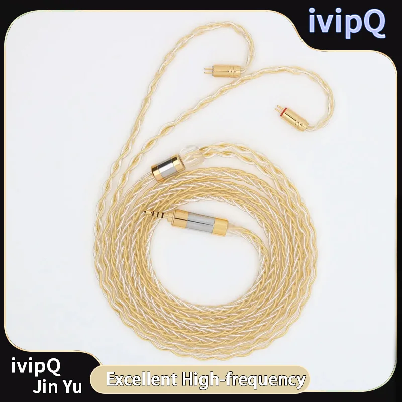 ivipQ 8-Core Sterling Silver Gold-plated Wire MMCX/2-PIN/QDC/TFZ Pin 2.5/3.5/4.4mm Earphone Cable, For DB3/F3/NK10/FR12/SP12T2