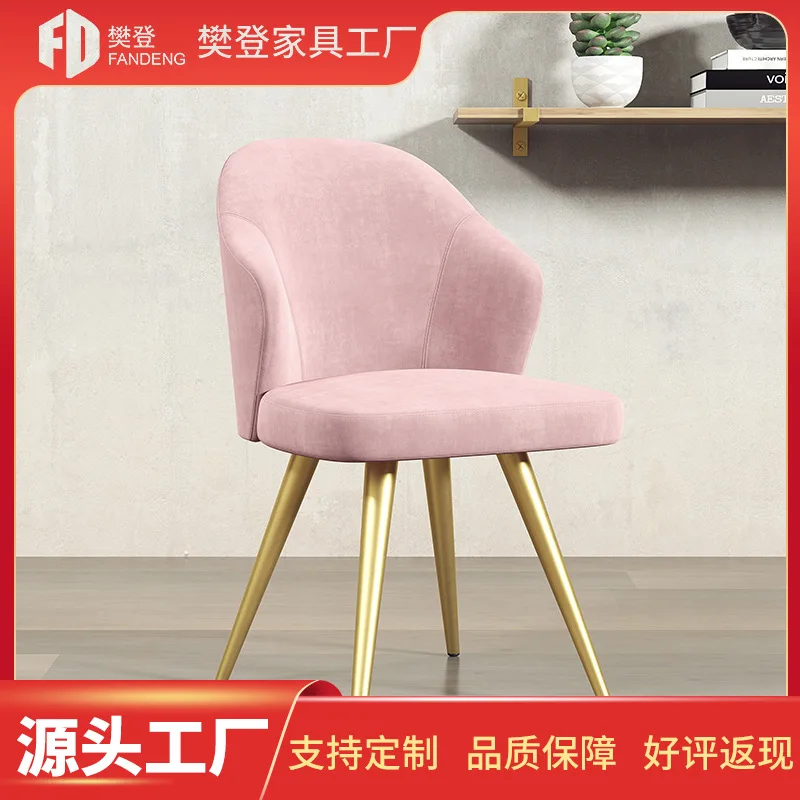 

Nordic light luxury dining chair household commercial chair modern simple restaurant bar homestay makeup stool metal back chair