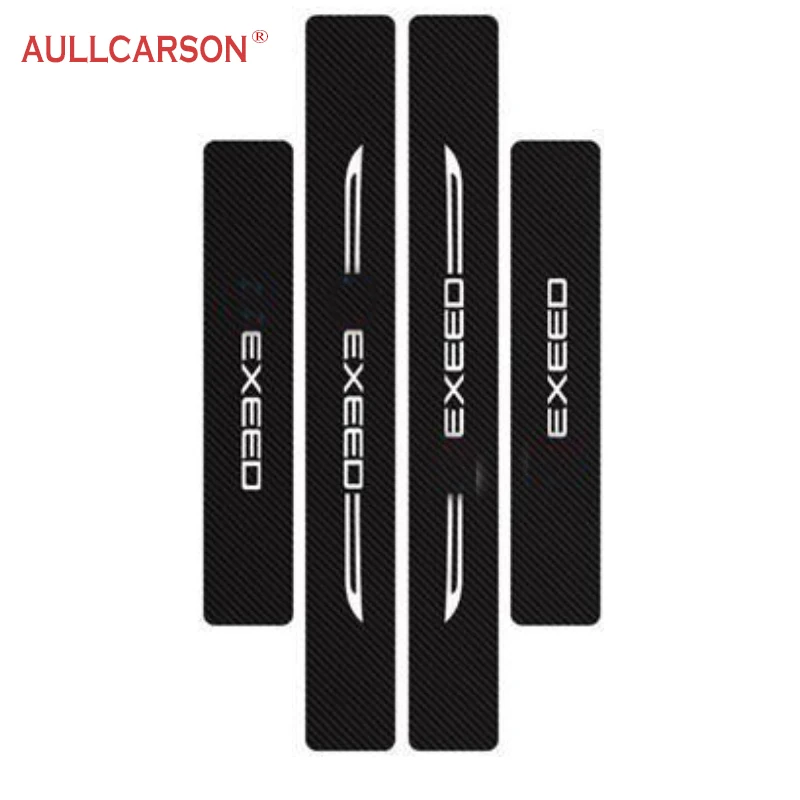 For Chery Exeed TXL 2022 2023 Car Door Sill Leather Stickers Protection Plate Carbon Fiber Threshold Strip Taildoor Accessories