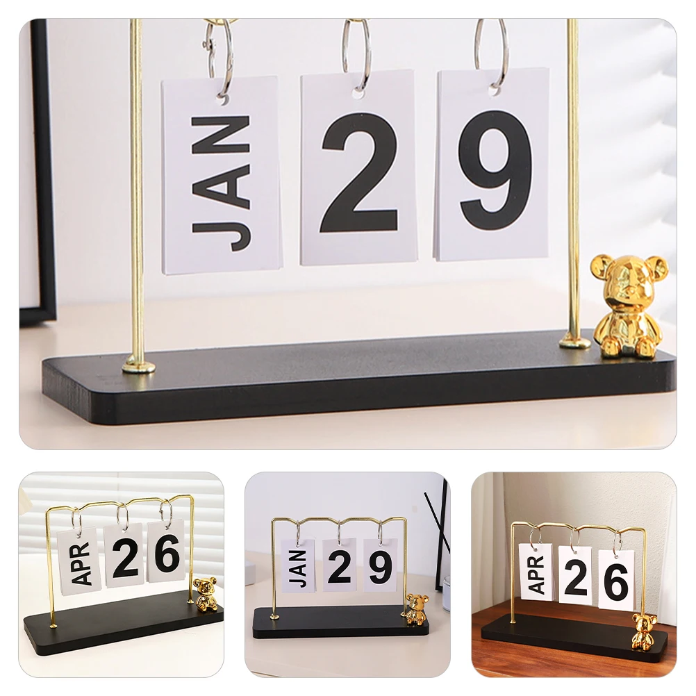 

Fresh Wooden Flip Desk For Home Office Decorative Perpetual Reusable Tabletop Standing Wood Calendar Farmhouse Desk Accessories