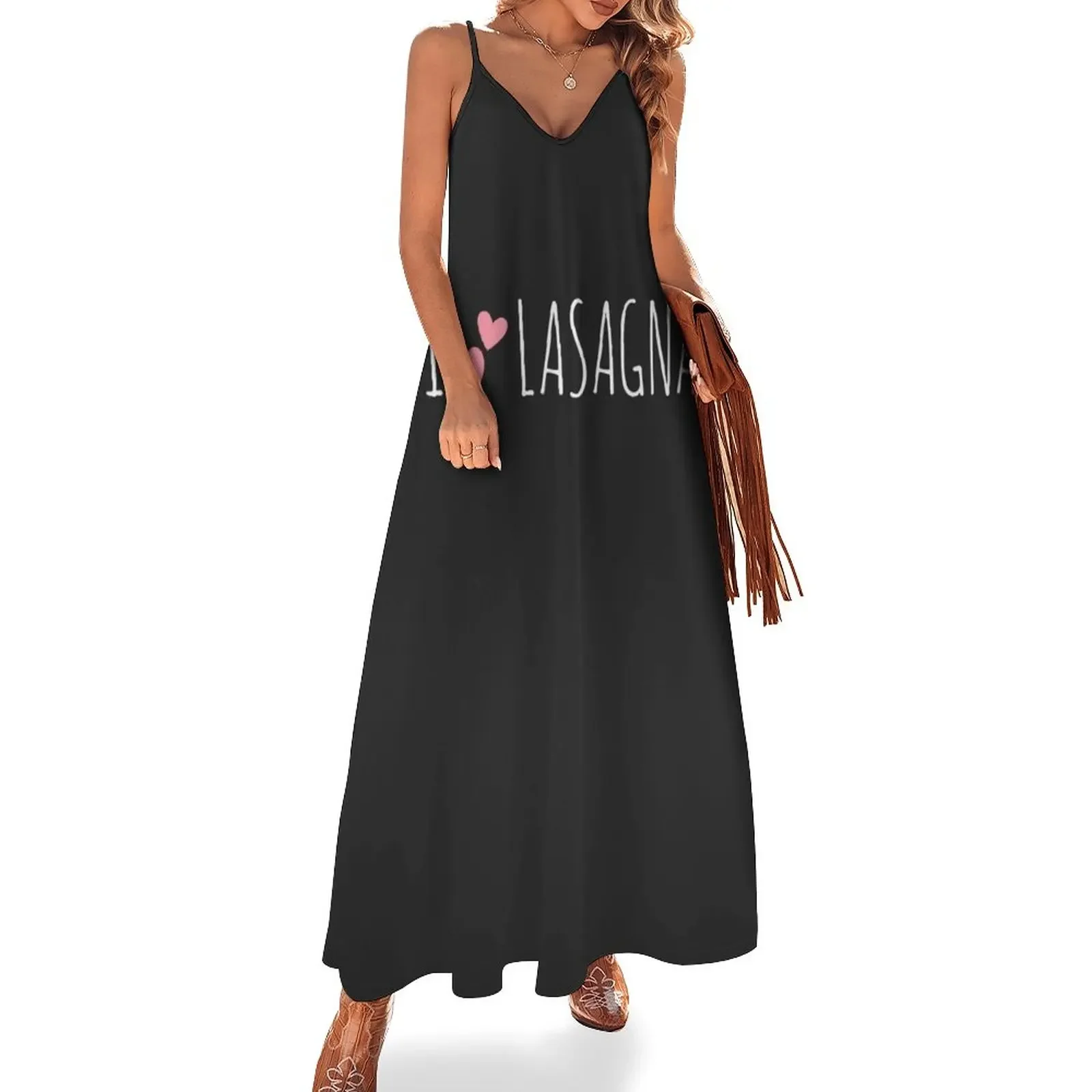 

I love lasagna T-shirt for Lasagna Day Sleeveless Dress Women long dress Dresses gala