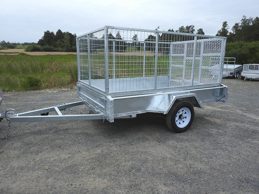 مقطورات قفص مجلفنة ذات محور واحد مقطورات مقاس 8 × 5 أقدام مع مقطورات شحن صندوق القفص