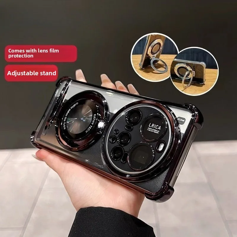 For Xiaomi 17 15 14 Ultra Case Transparent Acrylic Skin-friendly Bracket Cover For Mi 17 Ultra with built-in lens film Funda