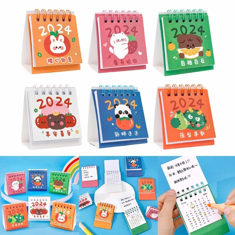 Standing Desktop Calendar, Mini 2024 Cartoon Monthly Planner for Home School Office Decor