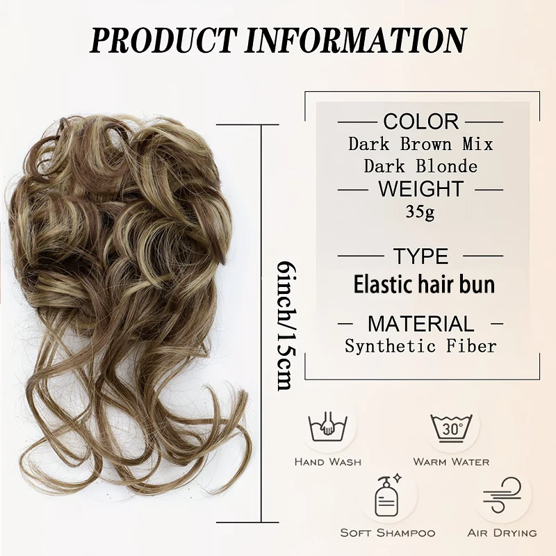 Synthetic Messy Bun Hair Scrunchies Elastic Fake Hair Chignon Donut Hairpieces Easy Wear Hair Accessories for Women Girls