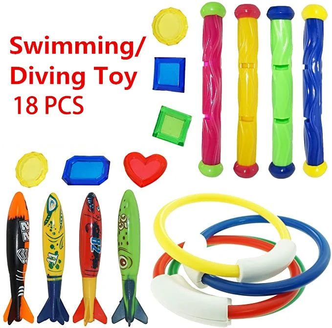 Juego de juguetes de buceo para niños, juego de anillos de agua, peces, Torpedo, plantas, boya de delfín, regalos de cumpleaños