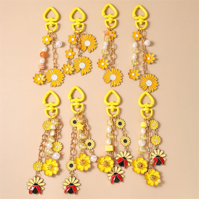 Modische Blumen-Schlüsselanhänger für Damen und Herren, Autoschlüsselhalter, Handtaschenanhänger, Schlüsselringe, Accessoires, DIY-Schmuck, Geschenke – Detail 1