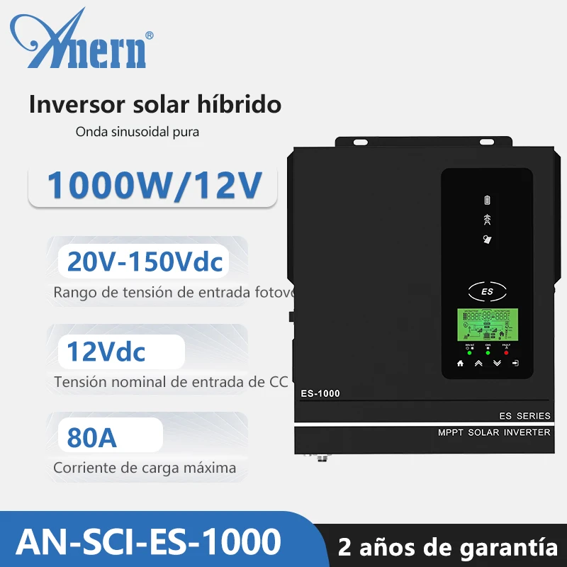 Inversor Solar híbrido de 1KW, 1,5 kW, 12V, 220V, inversor híbrido de onda sinusoidal pura MPPT 80A, controlador de carga Solar Max PV 150VDC