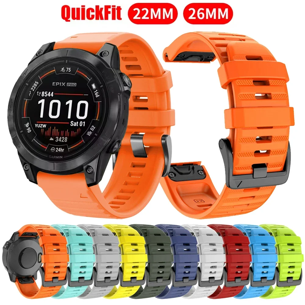 QuickFit 22mm 26mm Silicone Strap For Garmin Epix Pro Gen 2/Fenix 8 E 7X 6XPro/instinct 3 2X/965 955 945 745 Bracelet Watchbands