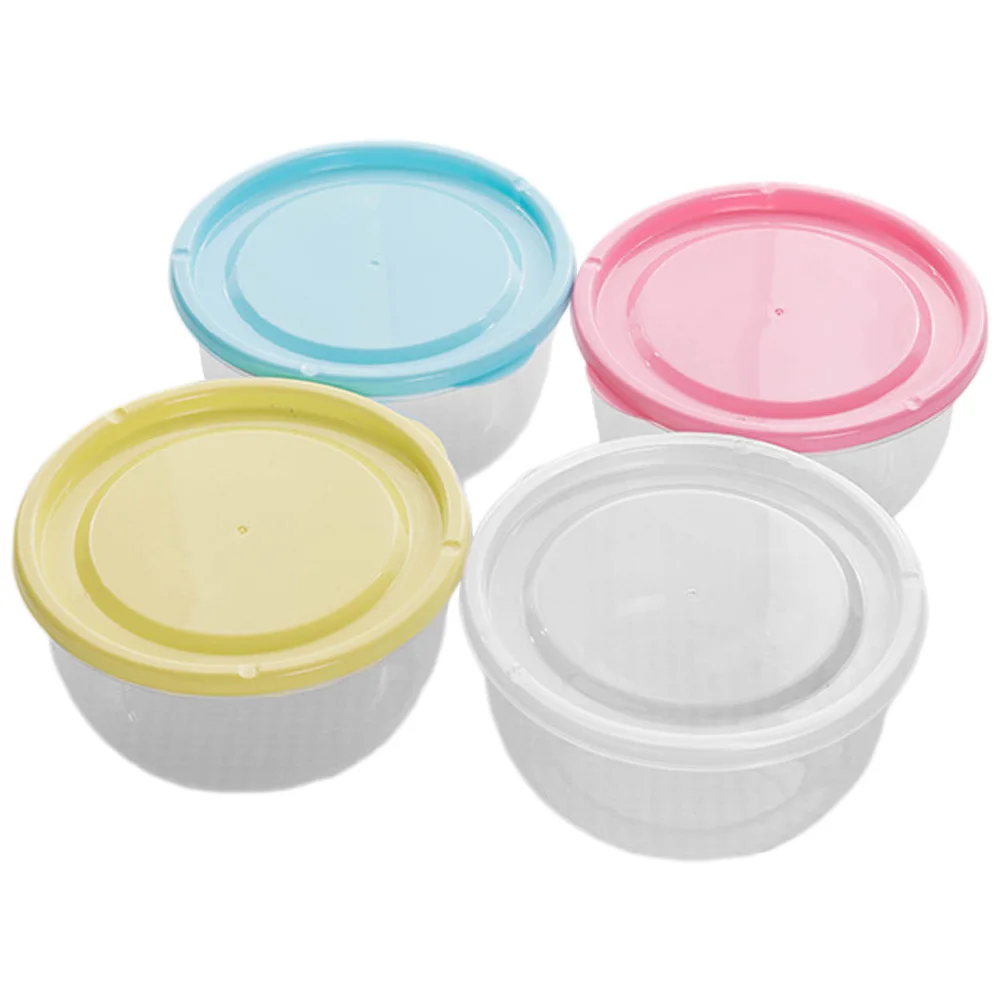

4 Pcs 600ml Food Storage Containers Crisper Boxes Transparent Supplies Stackable Fridge Organizer Fresh