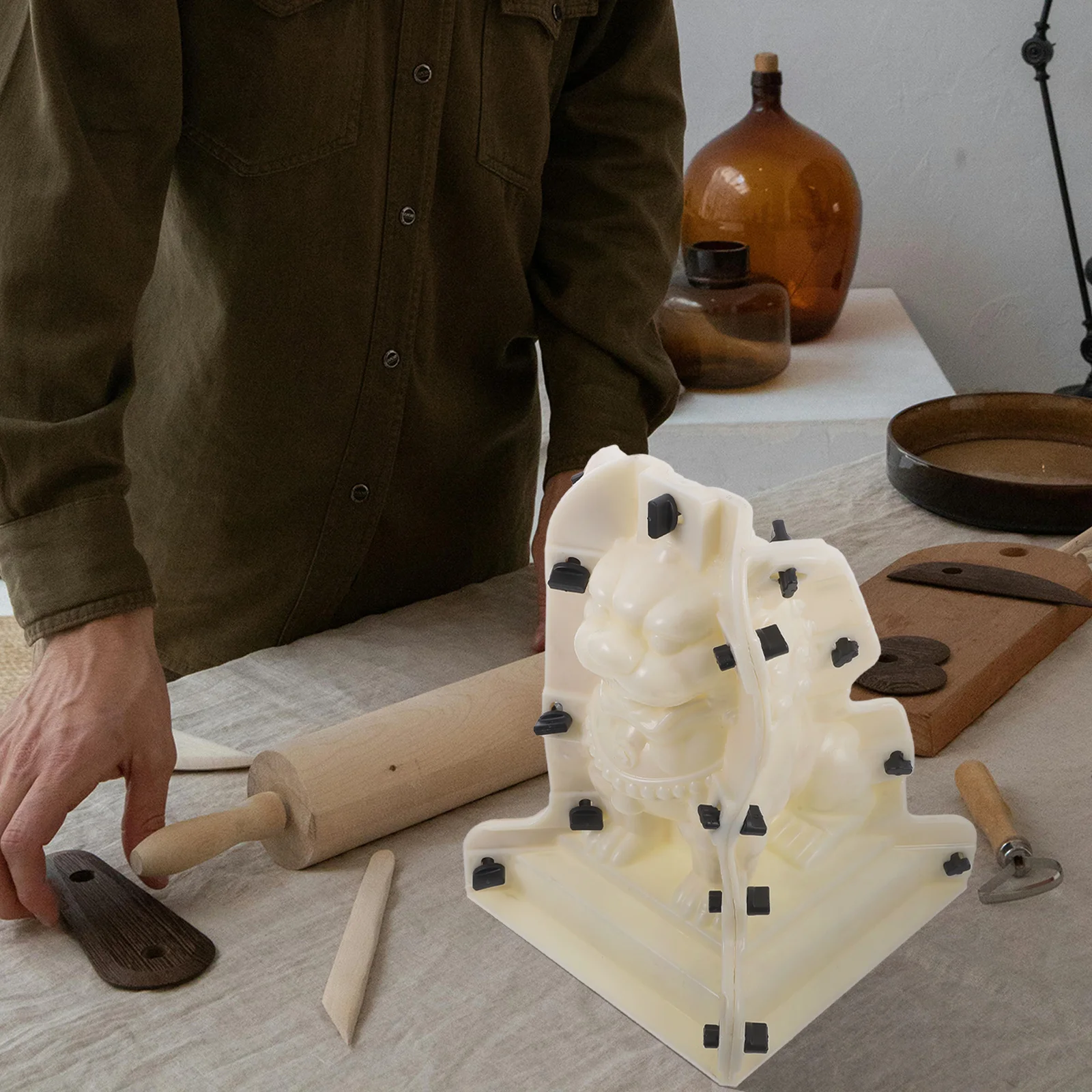 

Balustrade Concrete Mold Durable Plastic DIY Roman Column Decoration Garden Fence Stone Lion Mold Concrete Molds for Edging