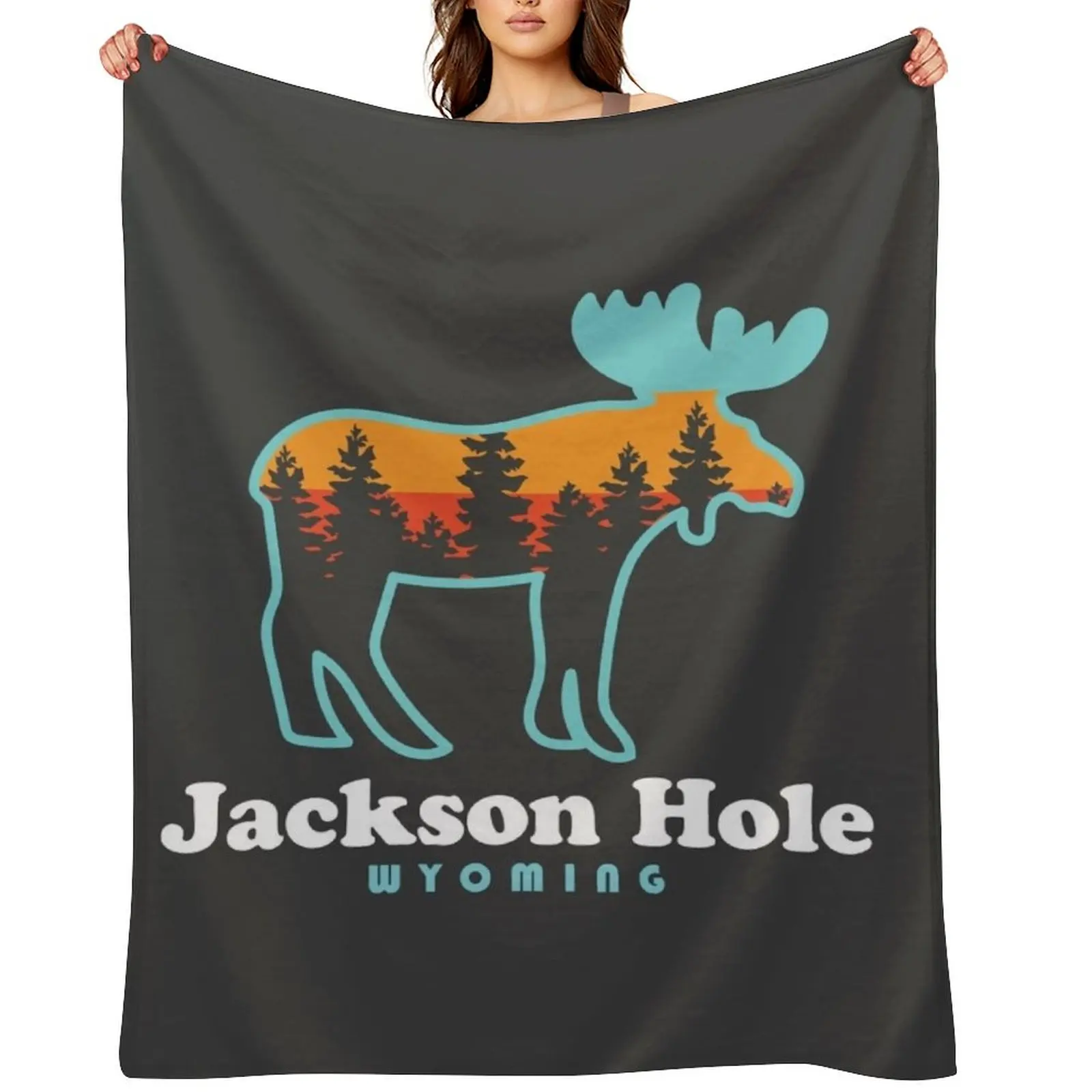 

Jackson Hole Wyoming Moose Grand Tetons Throw Blanket Nap Furry Cute Stuffeds Blankets