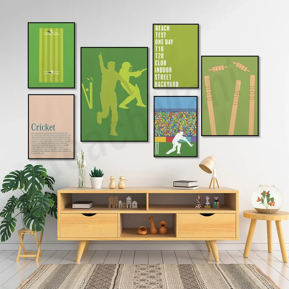 Wall art inspirational poster for cricket fans, retro sports test cricket poster, gift for cricket lovers, games room poster