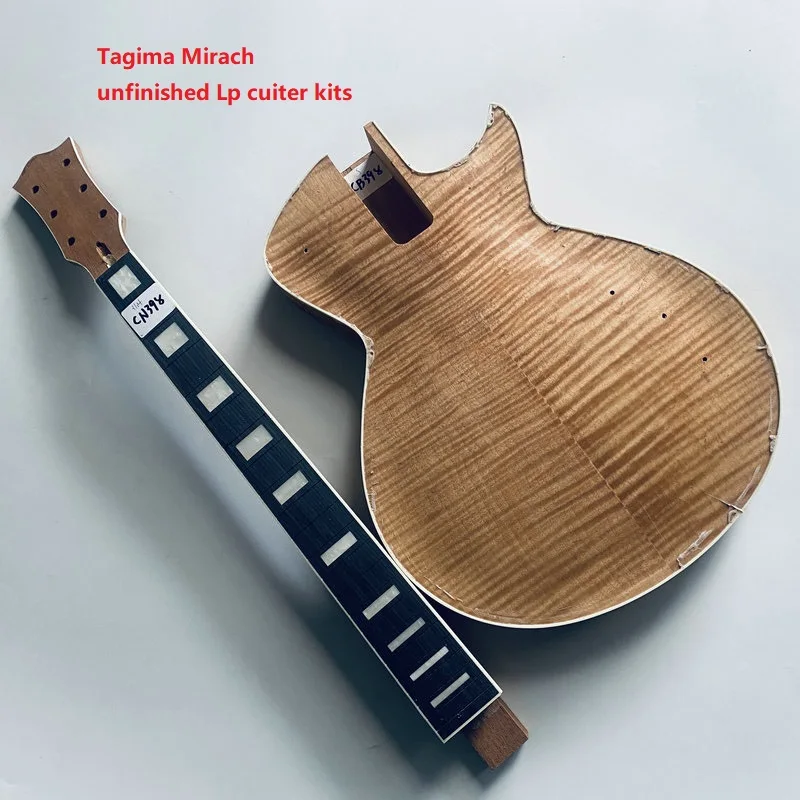 Unfinished Electric Guitar DIY Kits Genuine Tagima Mirach Solid Mahogany+Solid Maple Top Fingerboard No Fret One Set No Hardware