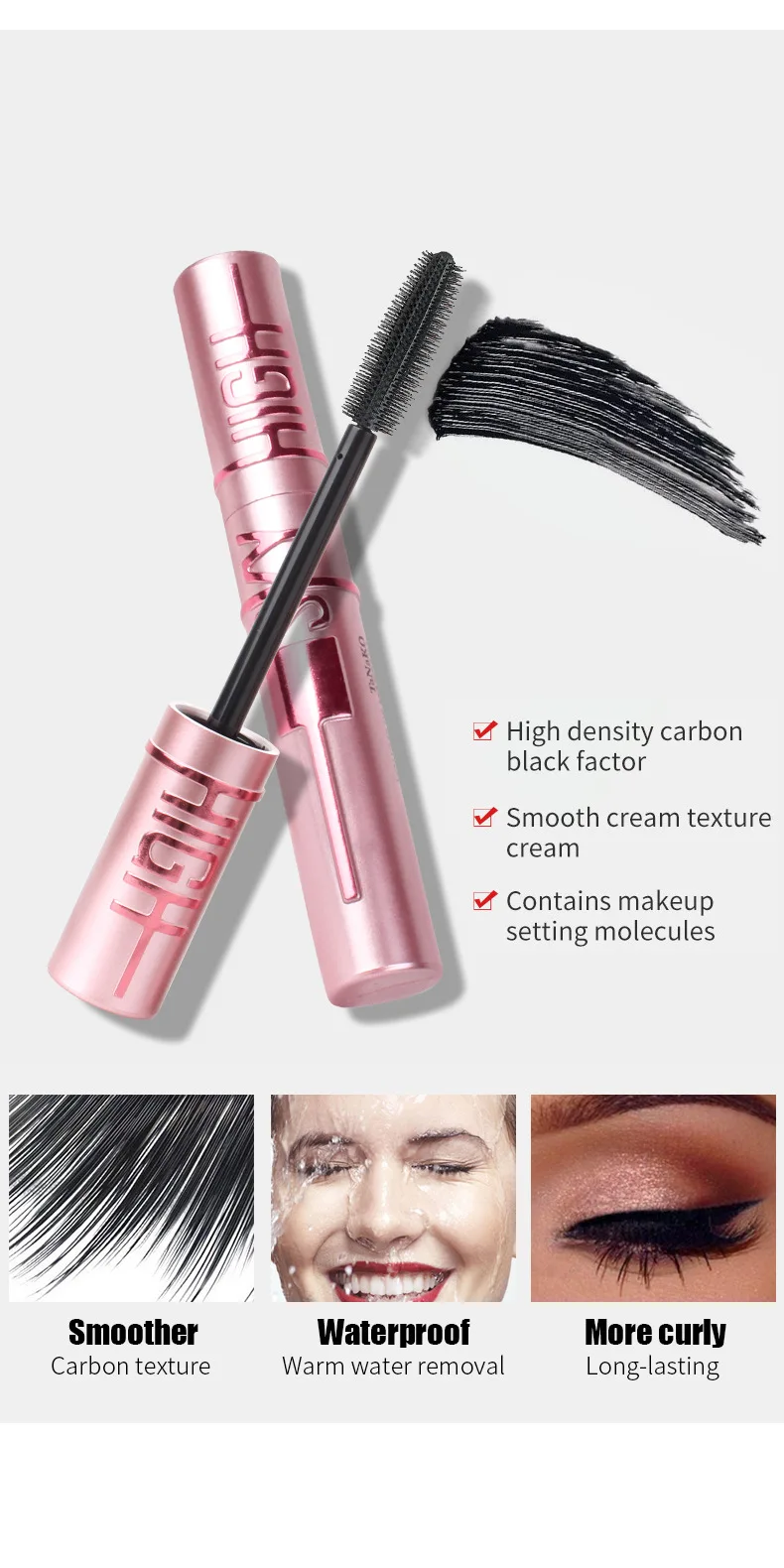 4D Zijdevezel Lash Mascara Waterproof Langdurige Uitbreiding Wimpers Verlenging Curling Mascara Zwarte Wimper Make-Up Cosmetische