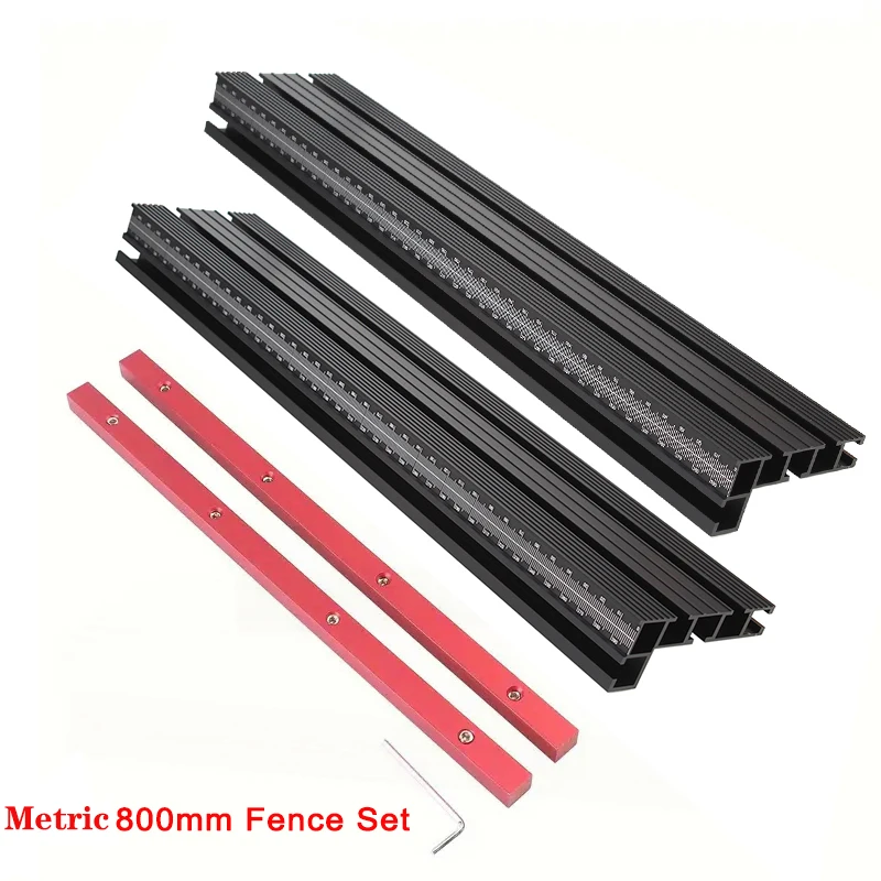 

Комплект черного алюминиевого сращивающего забора с несколькими Т-образными направляющими и соединительной полосой Прецизионный деревообрабатывающий профильный забор для фрезерного стола