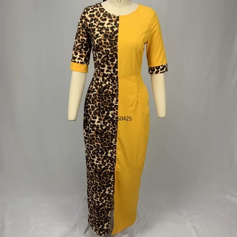 African Design Dashiki Dress Print Leopard Muslim Abaya Bazin Robe Gowns Africa Long Maxi Dresses Riche Lady Traditional Islamic