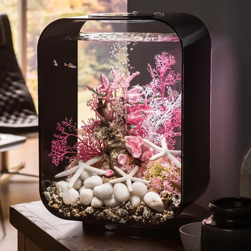 Acrylic Small Fish Tank Living Room Home Desktop Light Luxury Aquarium Small Change Water Ecological Landscape