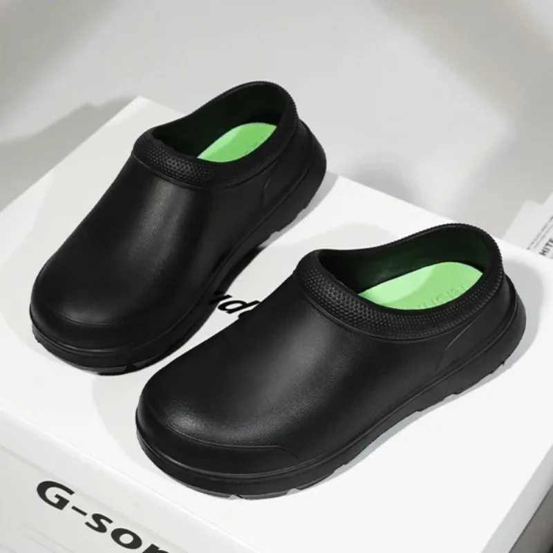 

fashion Couple Half Slippers for Men Women Chef Shoes Non-Slip Waterproof Oil-Proof Shoes Comfortable Water Shoes High-Quality