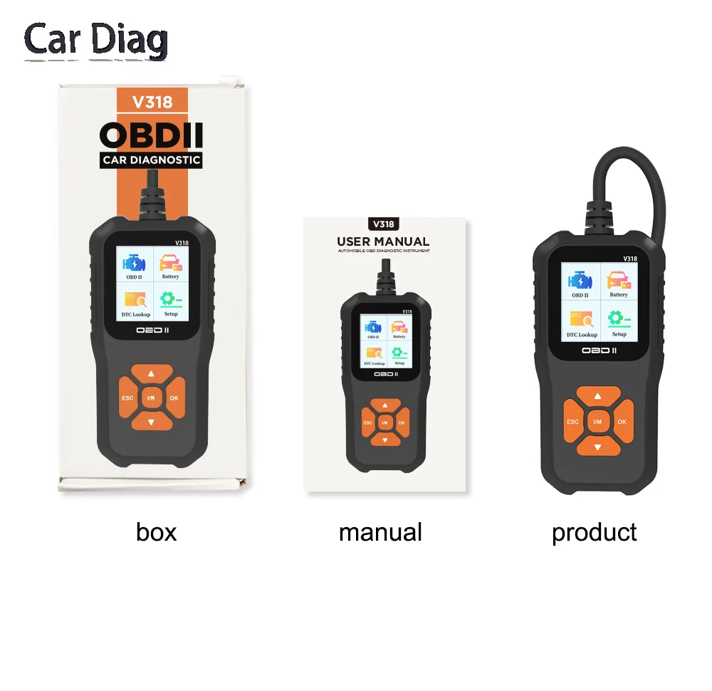 

ELM327 Car Tools V318 OBD2 Diagnosis Auto Engine Fault Erase Trouble Code Decoder Battery Voltage Detection Support Multi-Langua