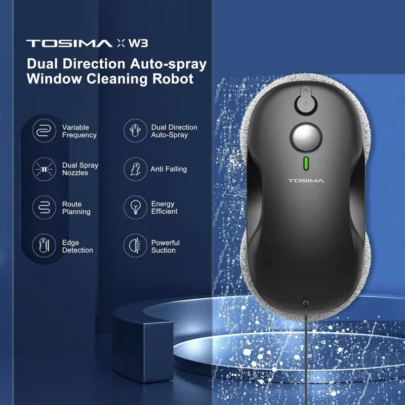 QWW3 Window Cleaning Robot-Dual Direction Auto-Spray Smart Window Cleaner with Triple Safety System,Smart Navigation