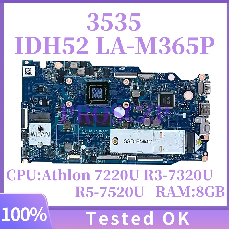 IDH52 LA-M365P para la placa base del ordenador portátil Dell Inspiron 15 3535 con Athlon 7220U R3-7320U R5-7520U CPU 8GB-RAM CN-0WHJ0P CN-0N90HF