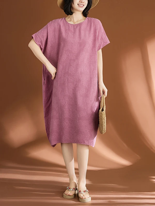 

Летнее модное повседневное женское платье в корейском стиле больших размеров с художественной вышивкой, трендовая макси-юбка с коротким рукавом и круглым вырезом, коллекция 2026 года