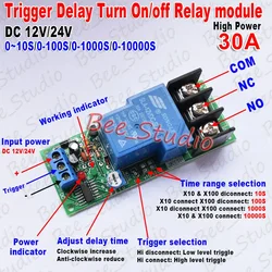 Time Delay Relay Module Circuit  Timer Control Switch DC 12V 24V 30A Adjustable Conduction