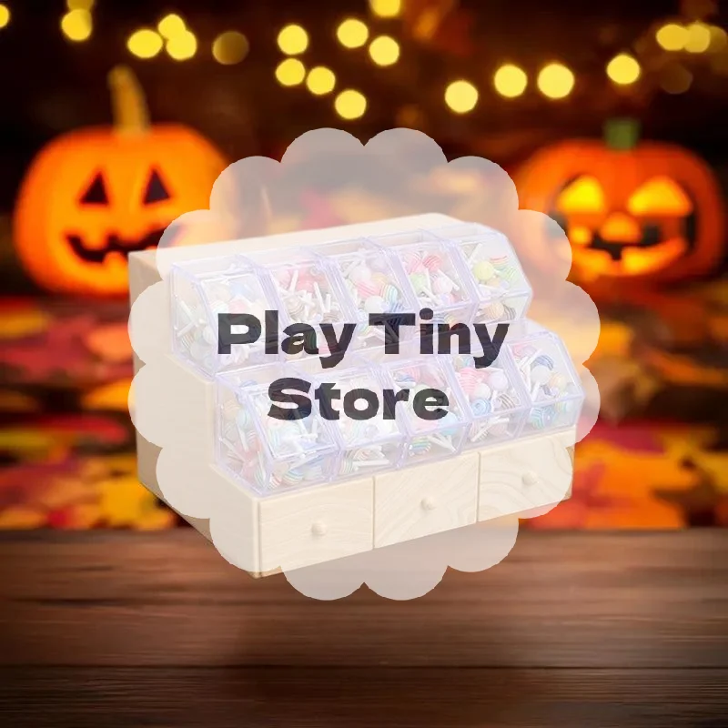 Poppenhuis Mini Supermarkt Scène Decoratieset, Inclusief 1/12 Schaal Simulatie Opbergrek en Lollipop Fantasiespel Speelgoed