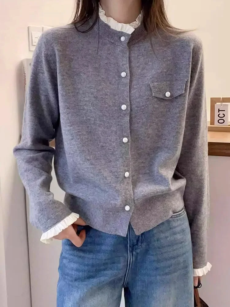 

Faionable Knitted Open Cardigan Loose Women's Base Layer Sweater Outerwear Slimming Lazy Sle Long Sve Korean Sle