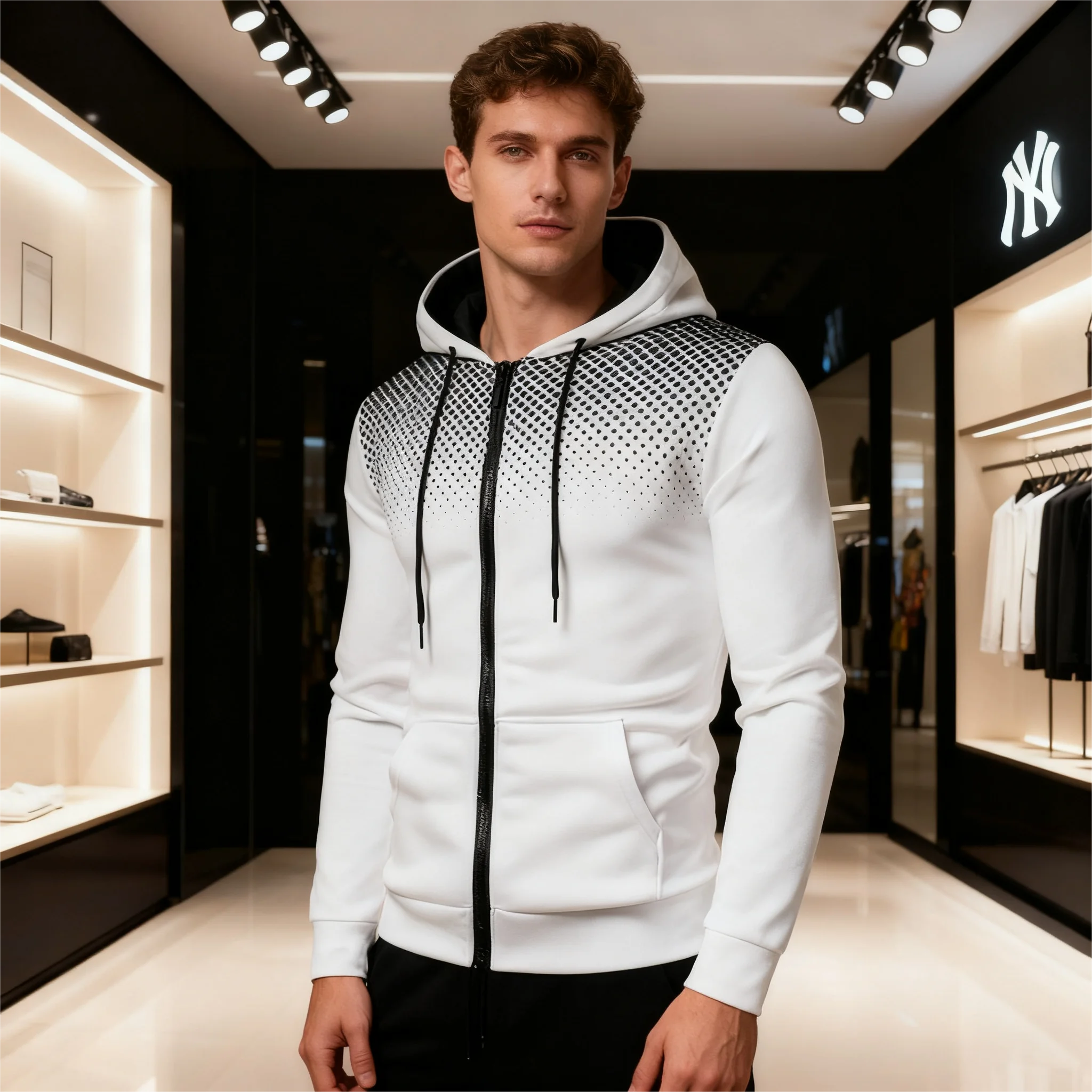 سترة رجالية معطف خارجي هوديي الخريف سستة إغلاق سترة بلون عادية كم طويل بلوزات معاطف فضفاضة الذكور Clothi #2