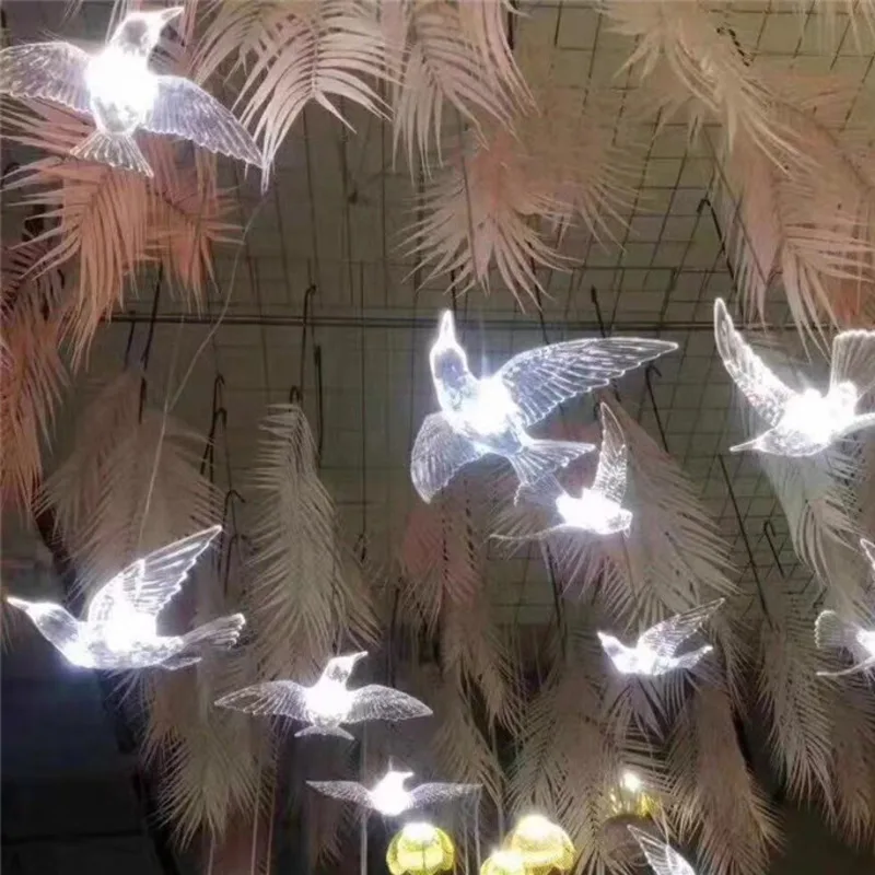 Bruiloft Rekwisieten 10 Stuks Vogel Licht Transparante Lichtgevende Kroonluchter Plastic 25X17Cm Plafondverlichting Festival Feest Decoratie
