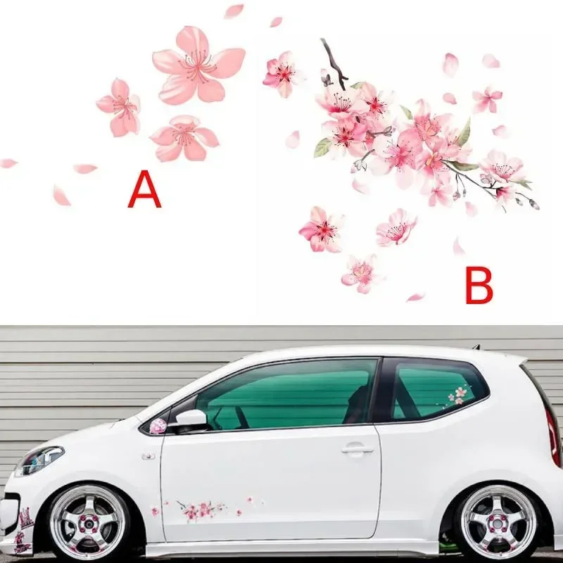 VERYUS Cherry Blossom Floral Car Stickers Love Pink Auto Vinyl Deca Bumperl Window For Women Car Tuning Styling Accessory  Flowe