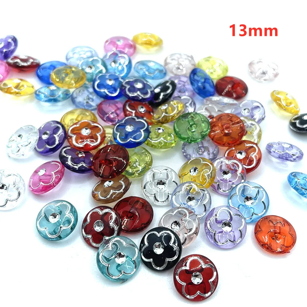 suoja 50PCS mix color Clear Flower Round Plastic Buttons Half Ball 11mm 12mm 13mm Sewing Craft U PICK