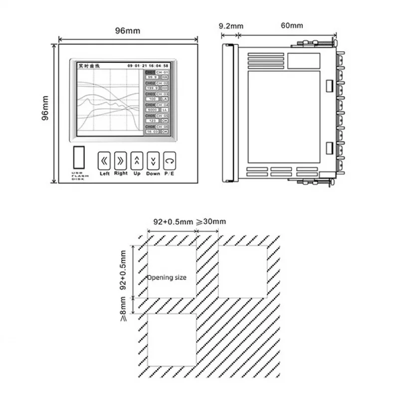 Multi-Channel Universal Input Color Temperature Chart Paperless Recorder